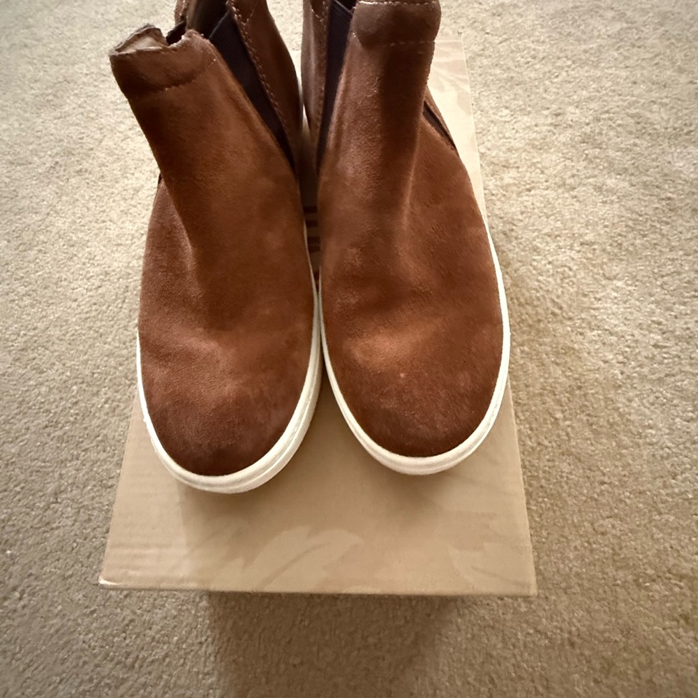 Sofft Brown Suede Slip-On Ankle Booties